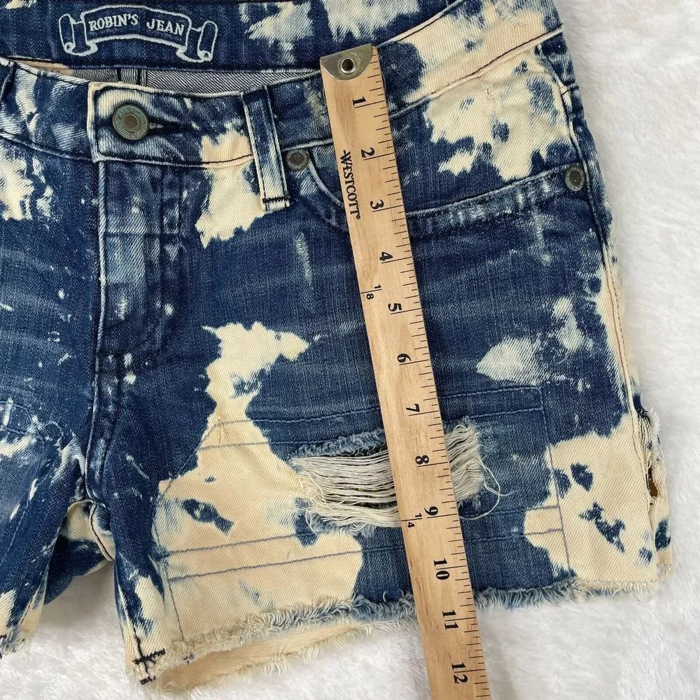 Robins Jean Shorts Womens Size 30 Blue Distressed Gypsy Jeweled Raw Hem Cut Off - Picture 6 of 15